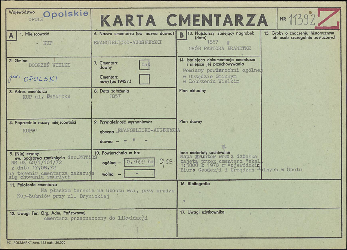 KC - Karta cmentarza, skan nr 1