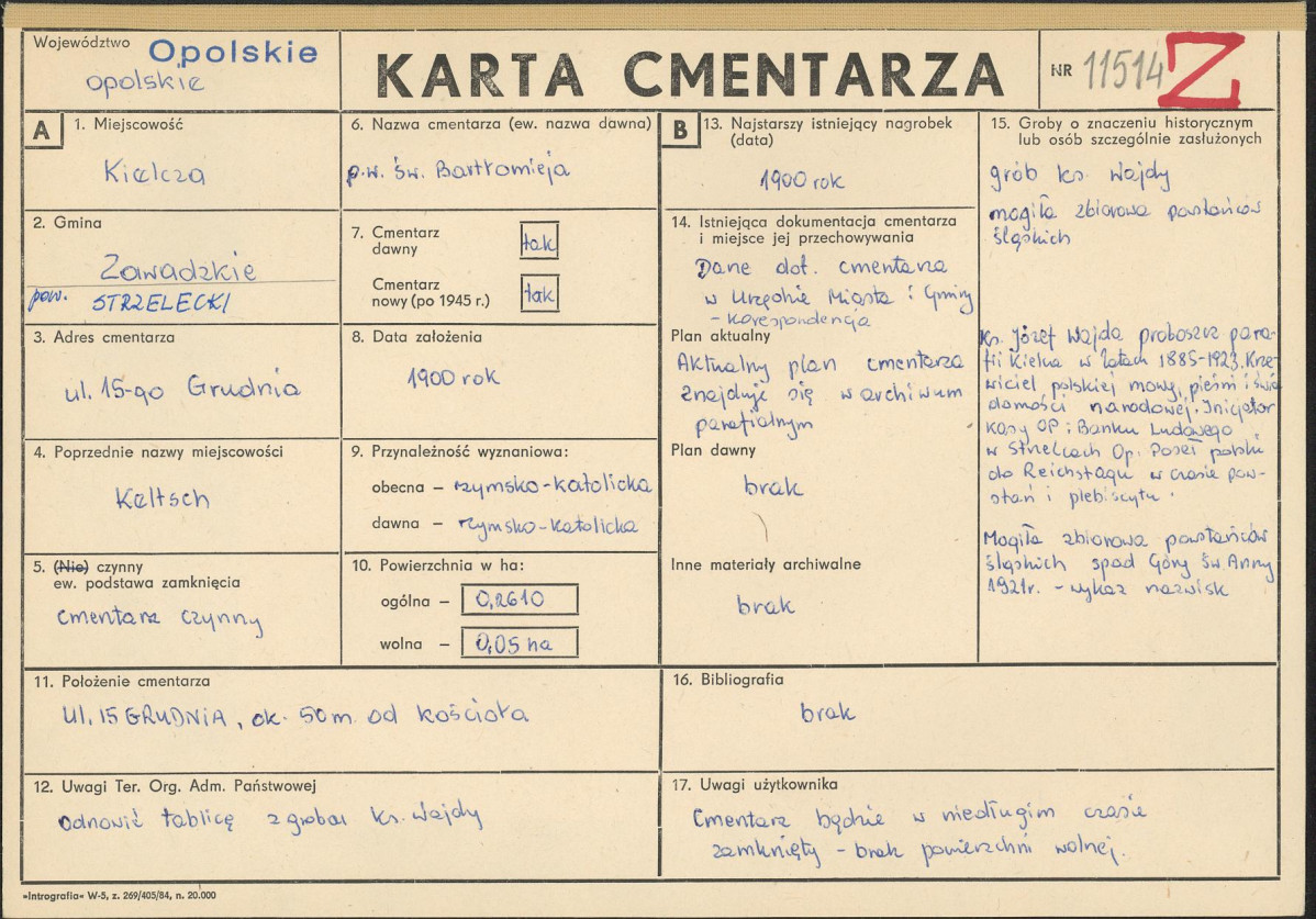 KC - Karta cmentarza, skan nr 1