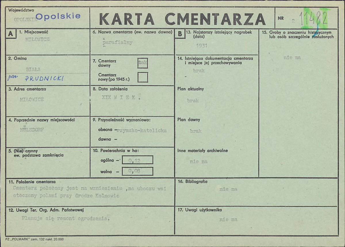KC - Karta cmentarza, skan nr 1