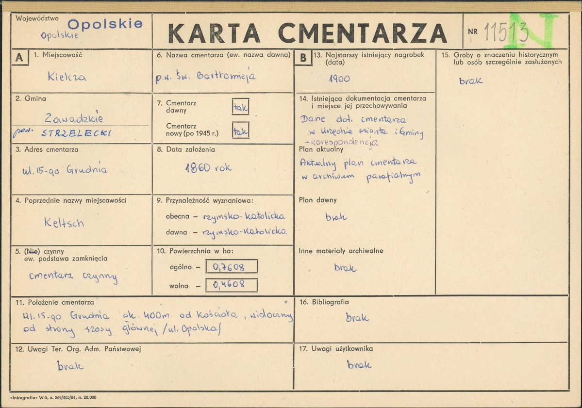 KC - Karta cmentarza, skan nr 1