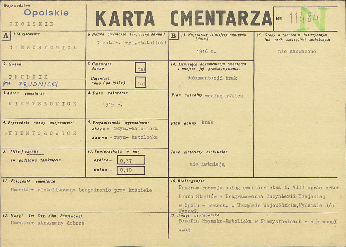 KC - Karta cmentarza, skan nr 1