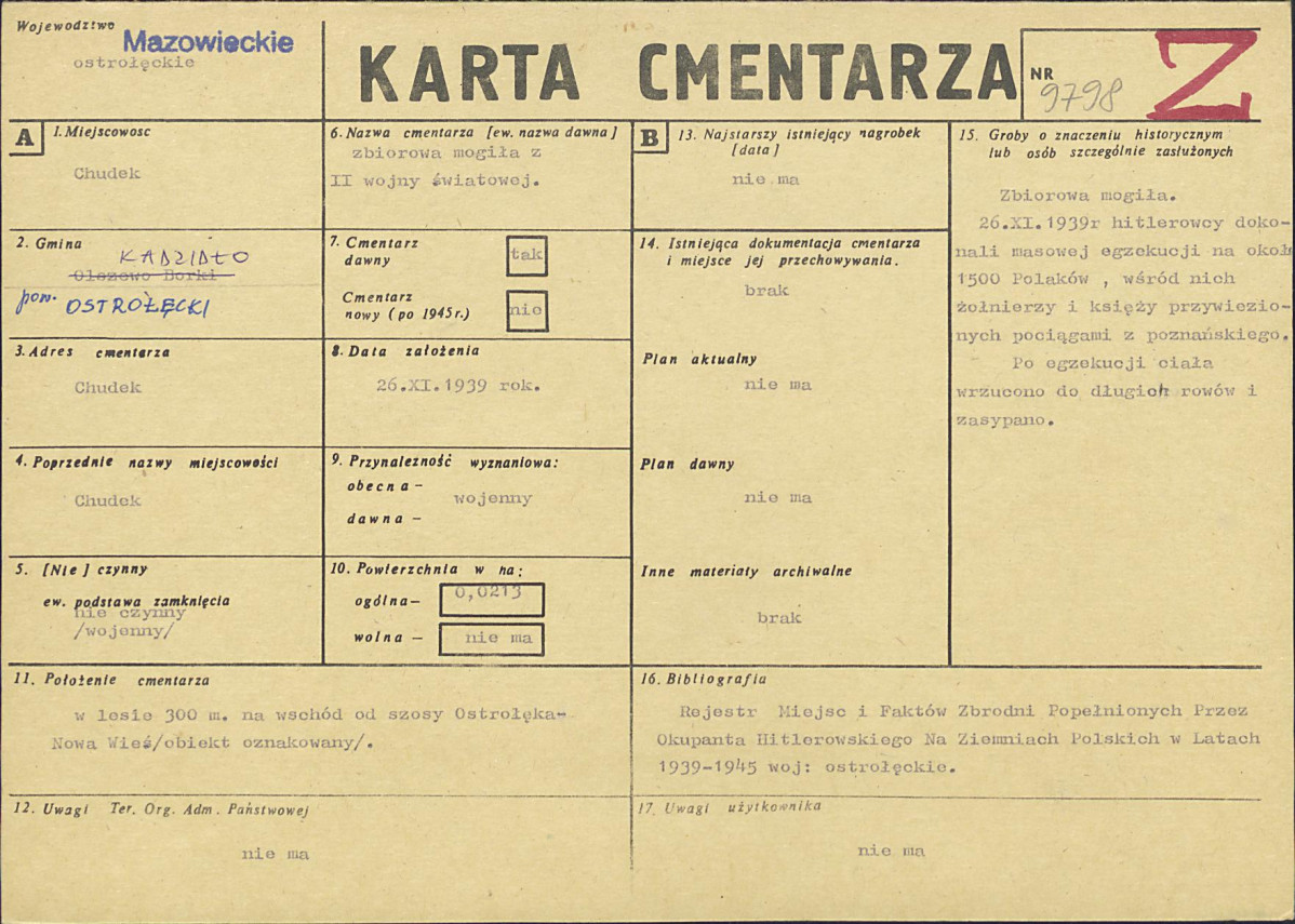KC - Karta cmentarza, skan nr 1
