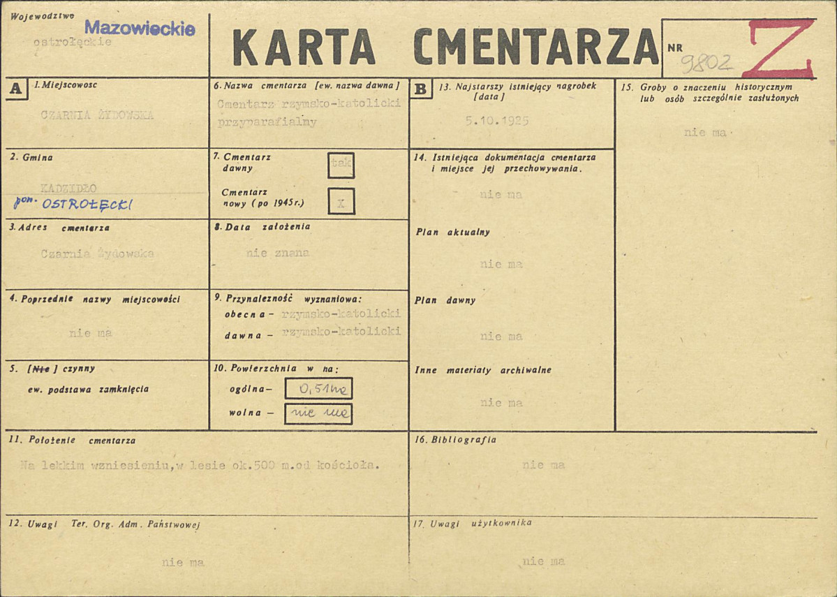 KC - Karta cmentarza, skan nr 1