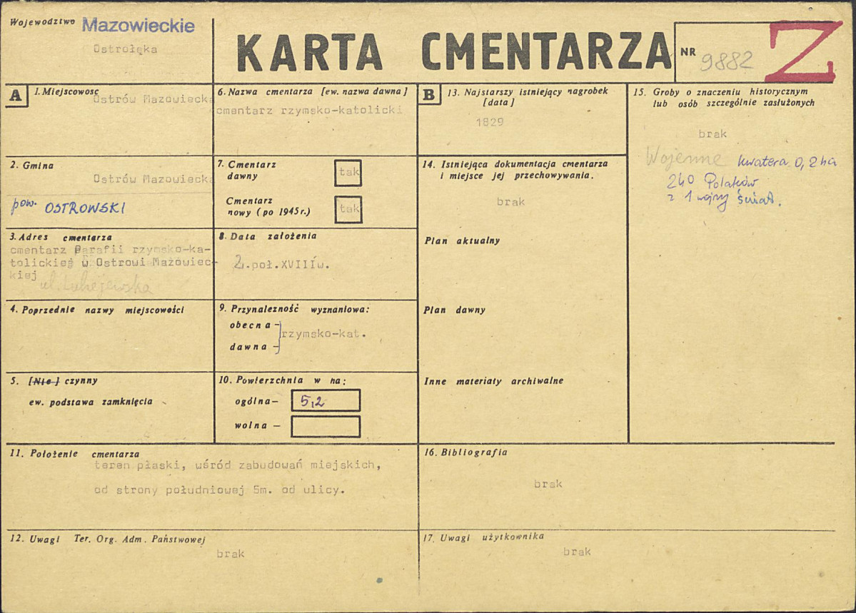 KC - Karta cmentarza, skan nr 1