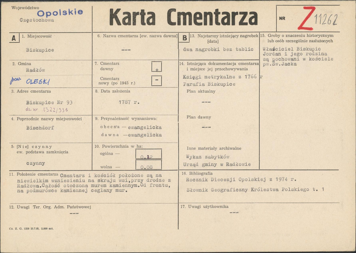 KC - Karta cmentarza, skan nr 1