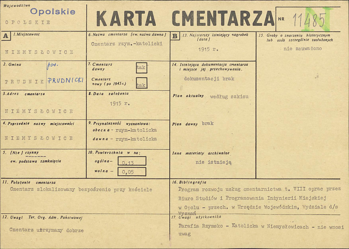 KC - Karta cmentarza, skan nr 1