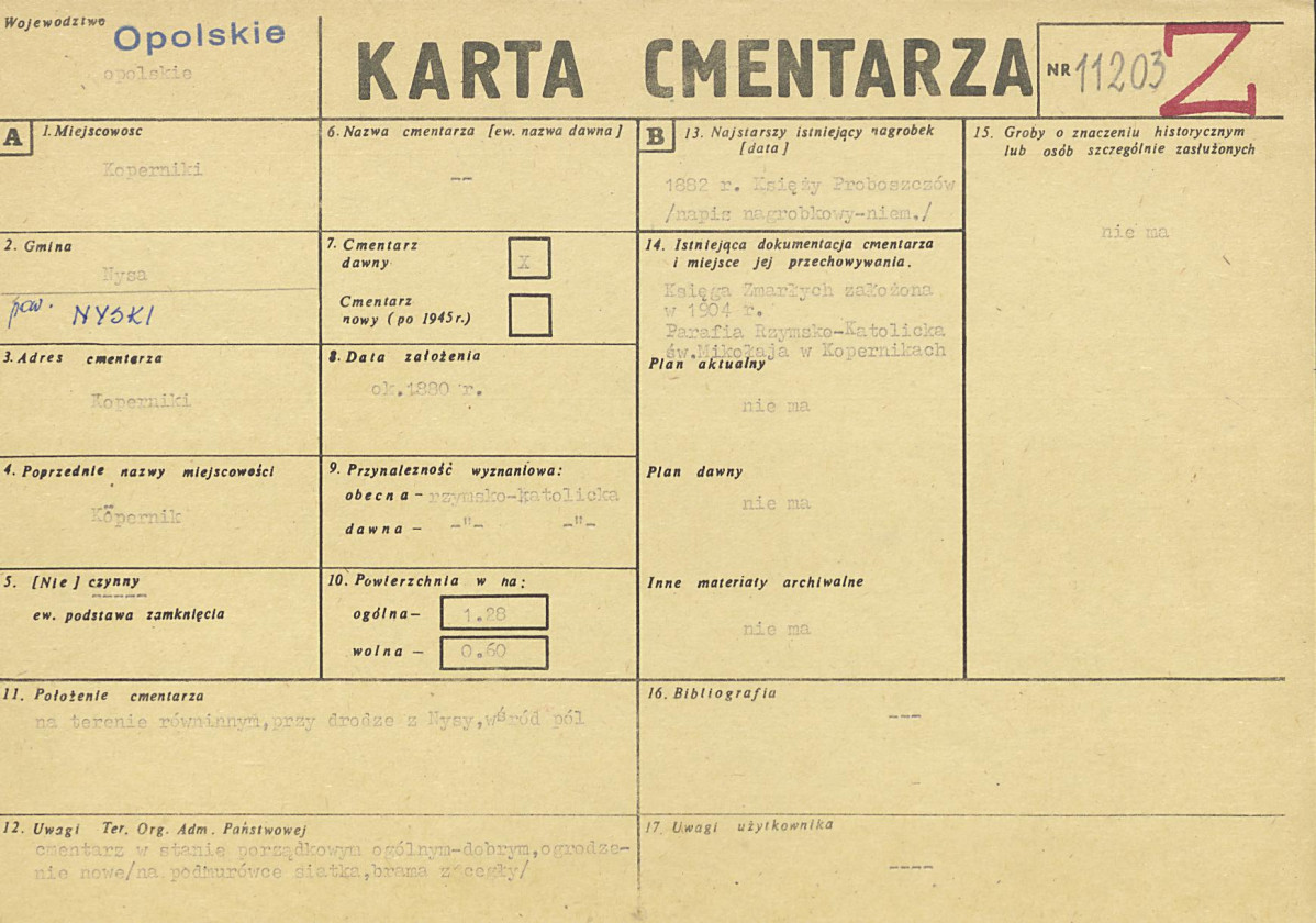 KC - Karta cmentarza, skan nr 1