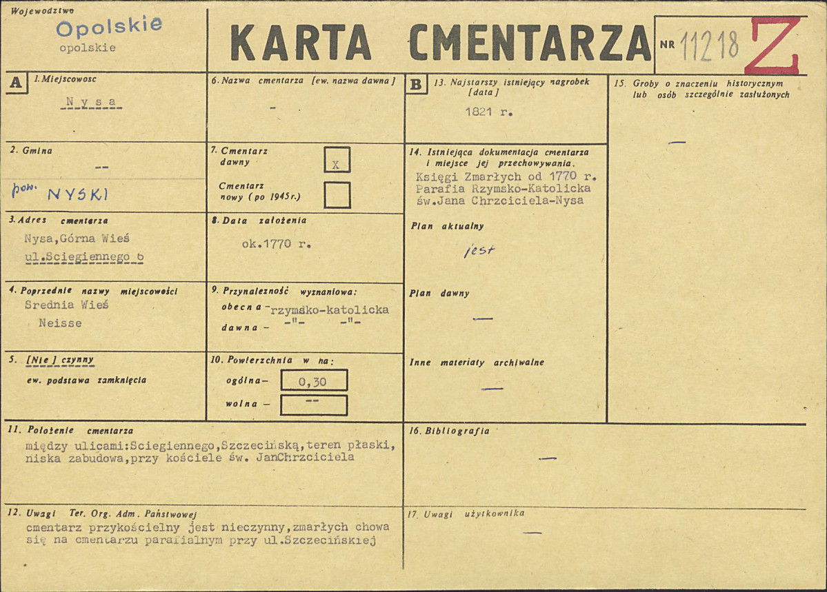 KC - Karta cmentarza, skan nr 1