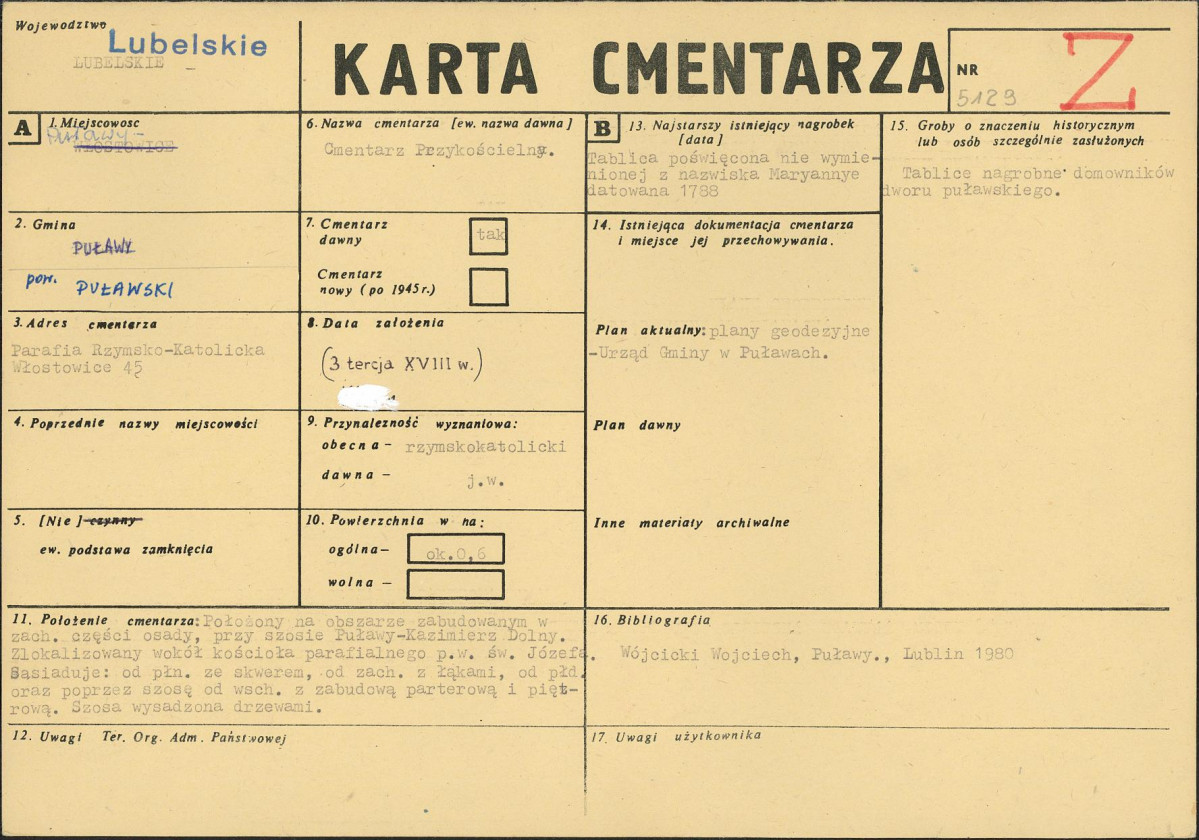 KC - Karta cmentarza, skan nr 1
