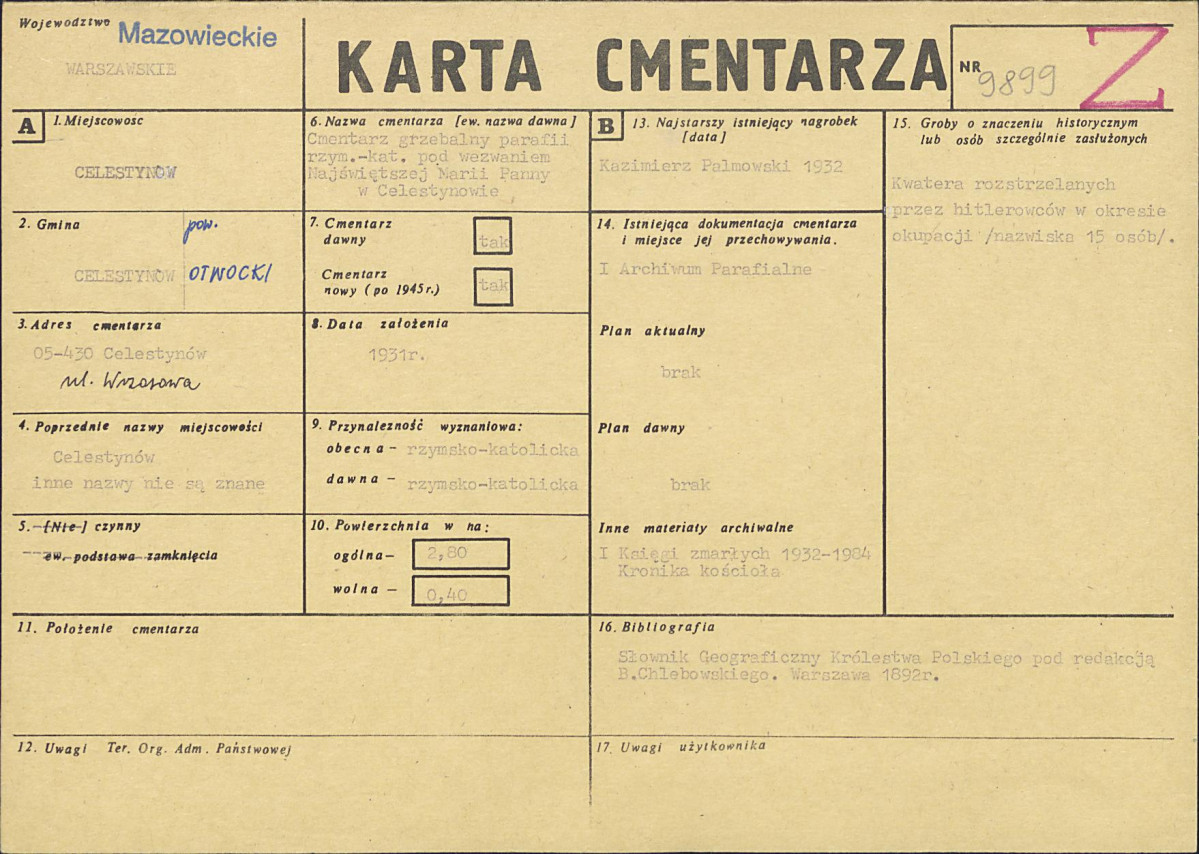 KC - Karta cmentarza, skan nr 1