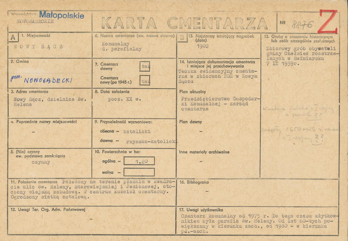 Karta cmentarza, skan nr 1