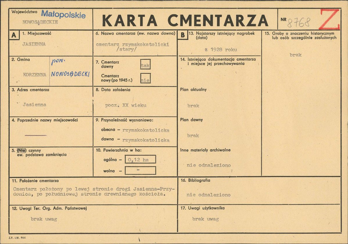 Karta cmentarza, skan nr 1