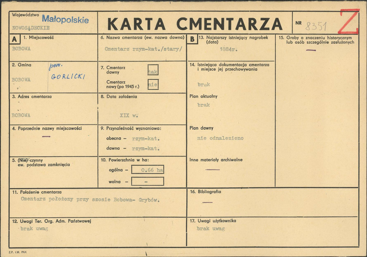 Karta cmentarza, skan nr 1