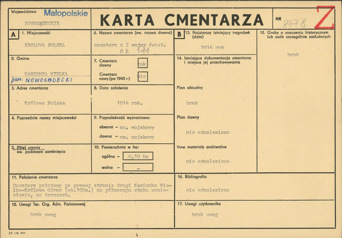 Karta cmentarza, skan nr 1