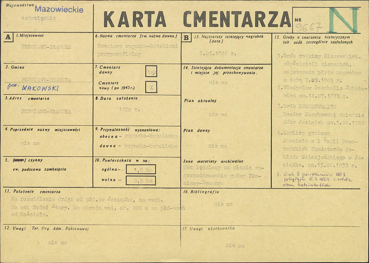 Karta cmentarza, skan nr 1