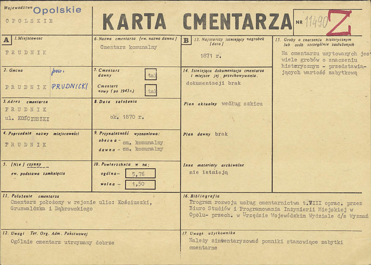 KC - Karta cmentarza, skan nr 1