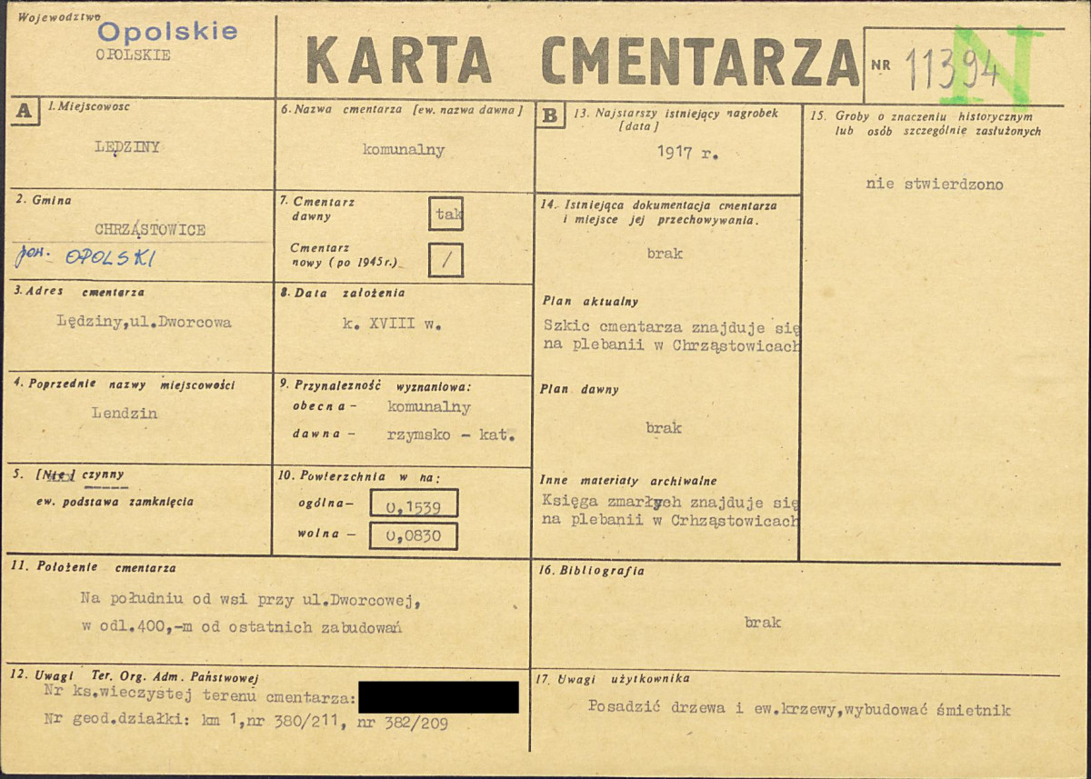 KC - Karta cmentarza, skan nr 1
