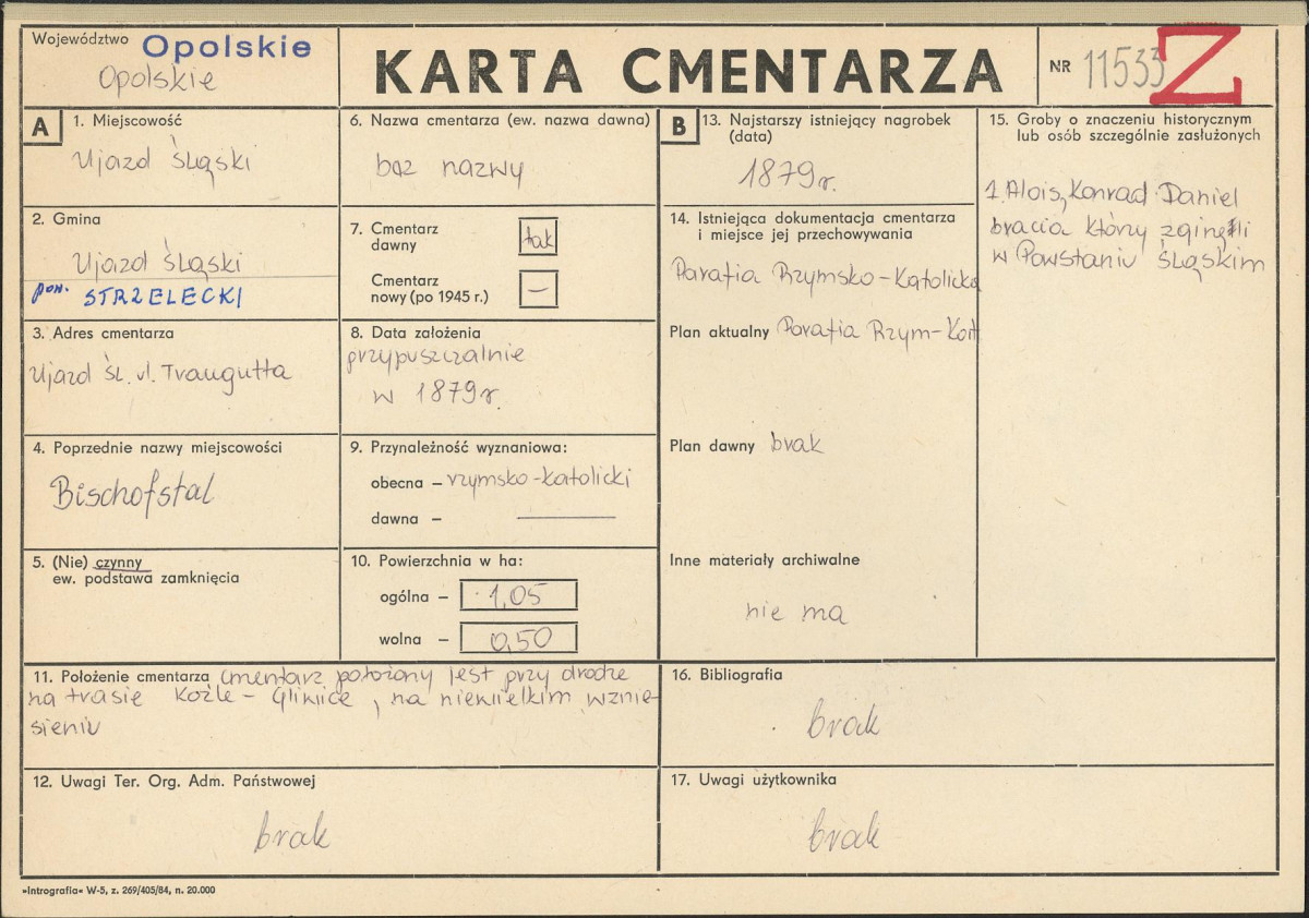 KC - Karta cmentarza, skan nr 1