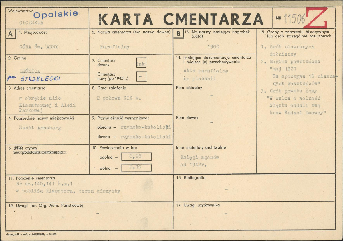 KC - Karta cmentarza, skan nr 1