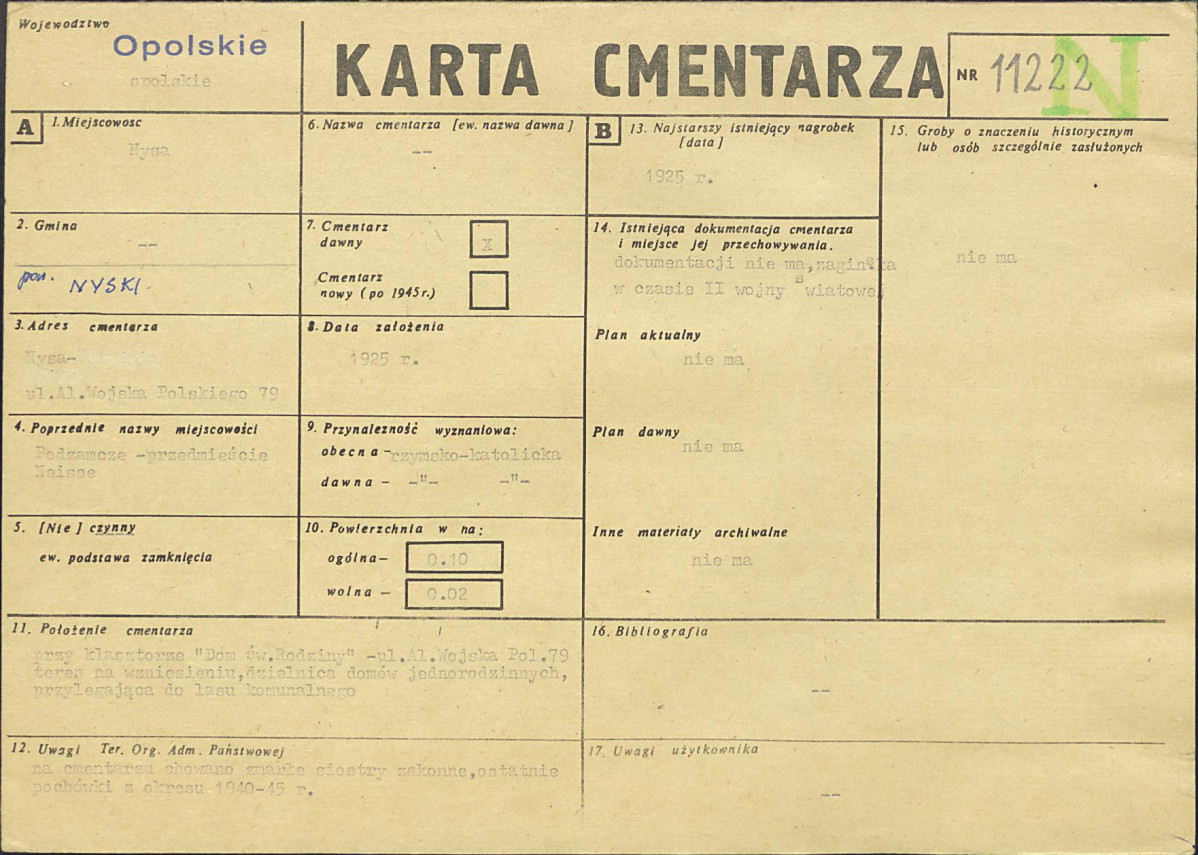 KC - Karta cmentarza, skan nr 1