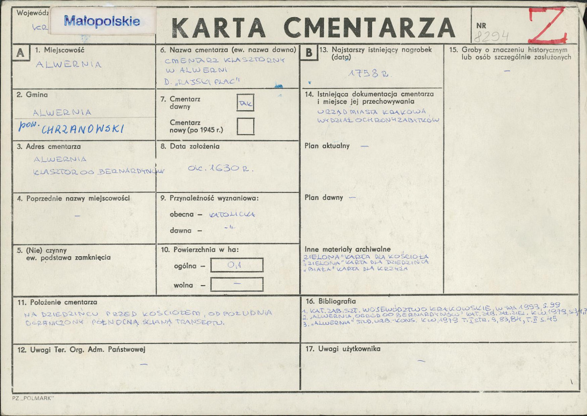 Karta cmentarza, skan nr 1