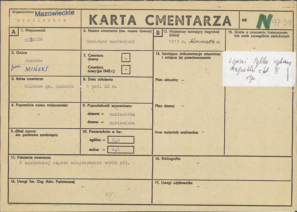 Karta cmentarza, skan nr 1