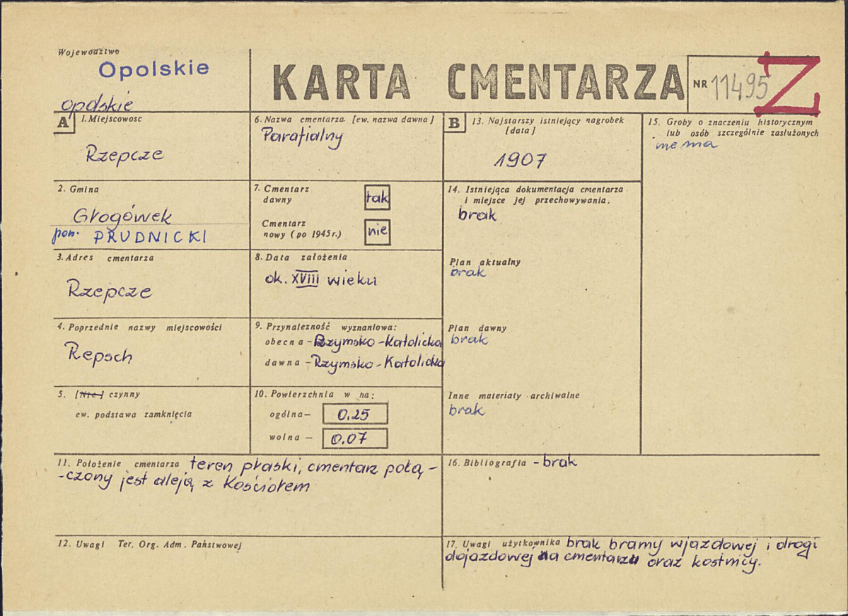 KC - Karta cmentarza, skan nr 1