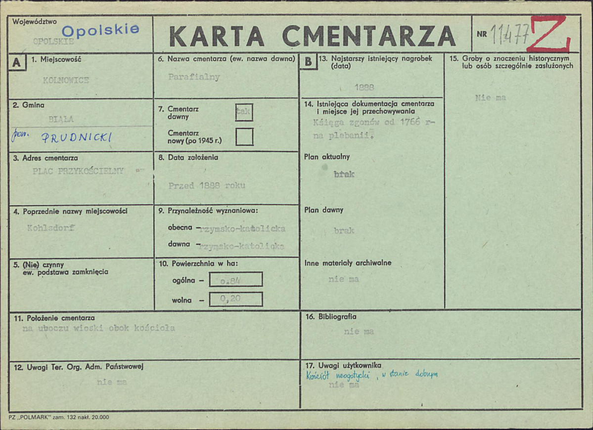 KC - Karta cmentarza, skan nr 1