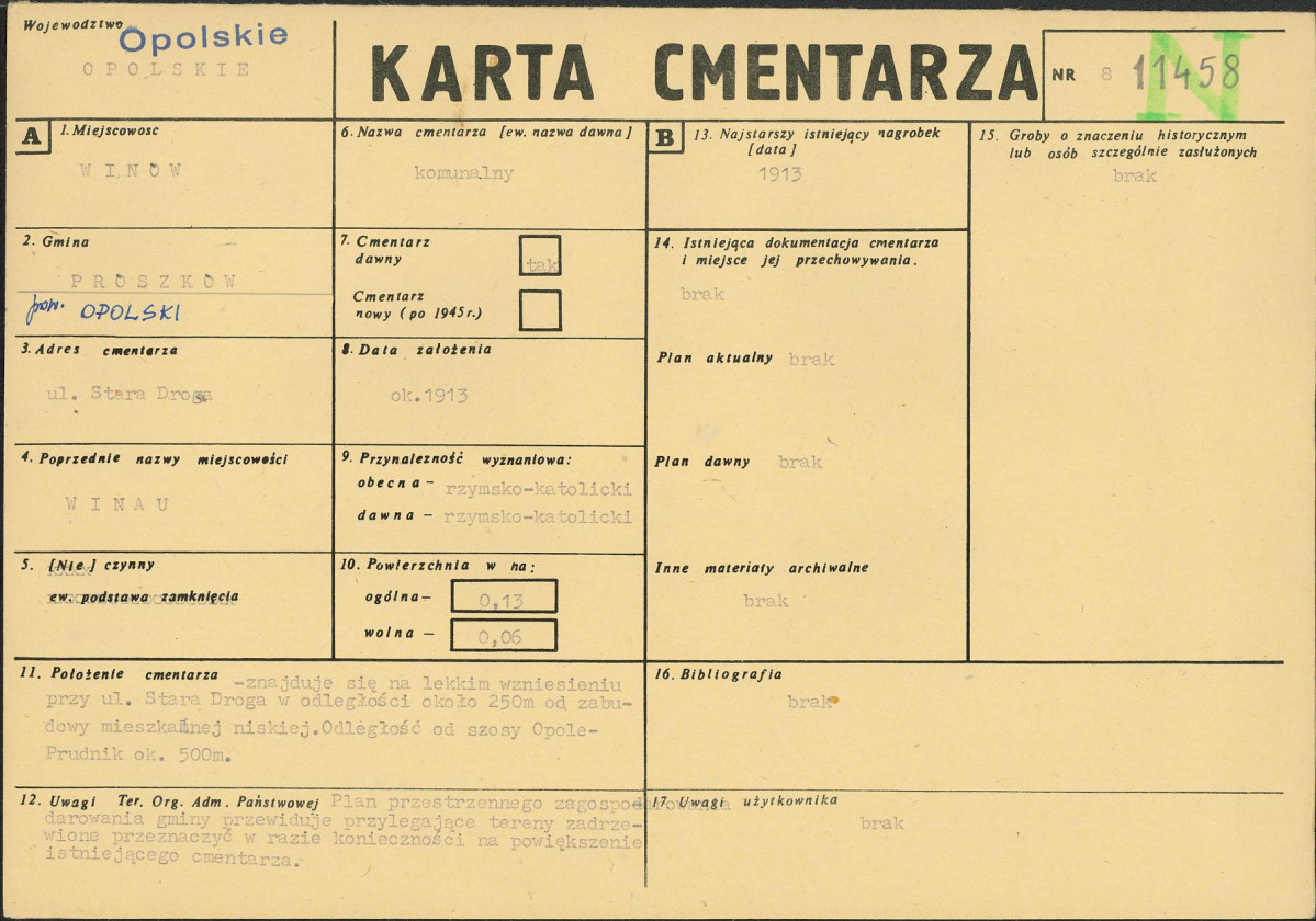 KC - Karta cmentarza, skan nr 1