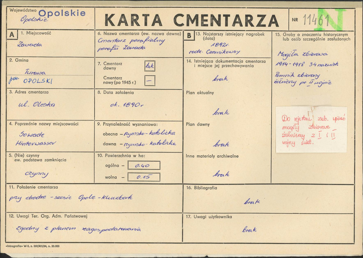 KC - Karta cmentarza, skan nr 1