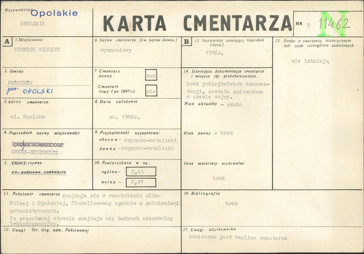 KC - Karta cmentarza, skan nr 1