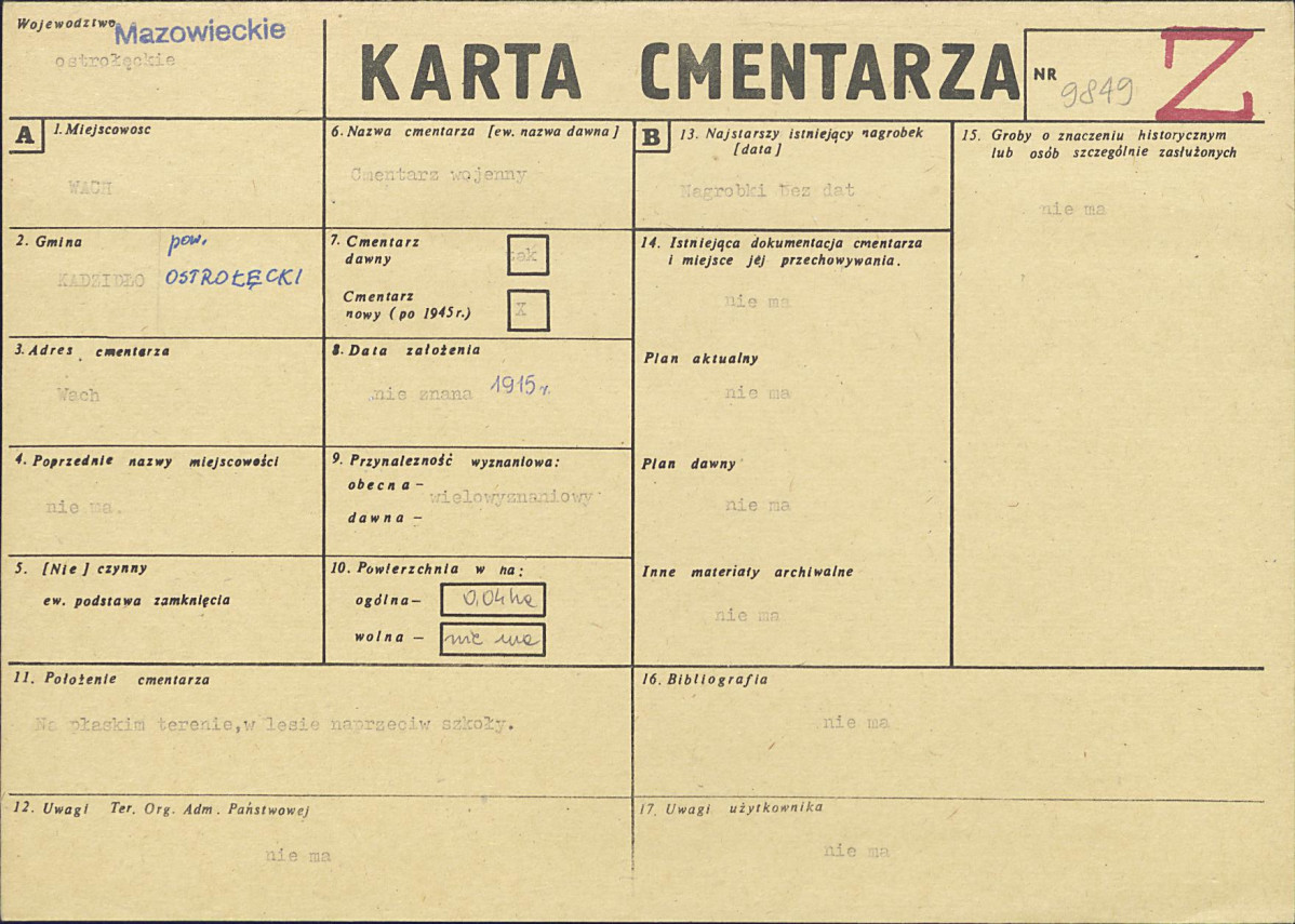 KC - Karta cmentarza, skan nr 1