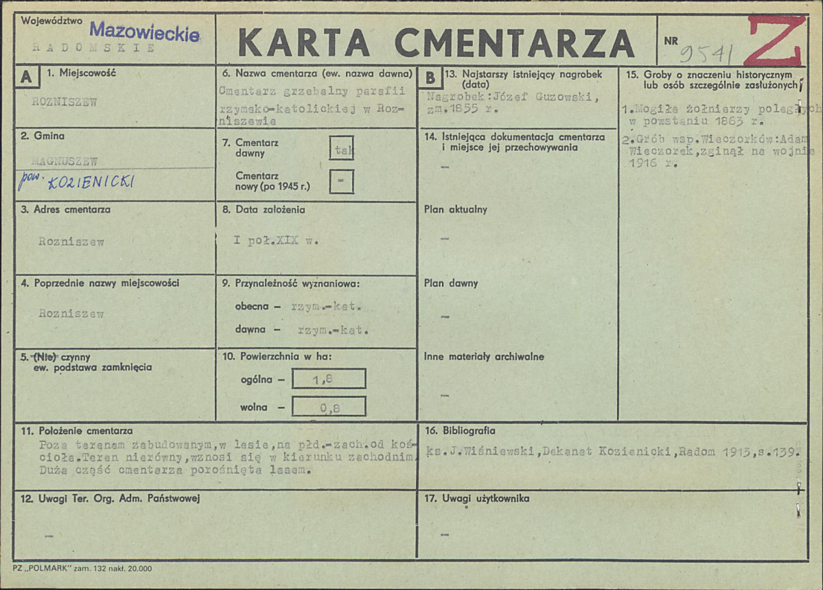 KC - Karta cmentarza, skan nr 1