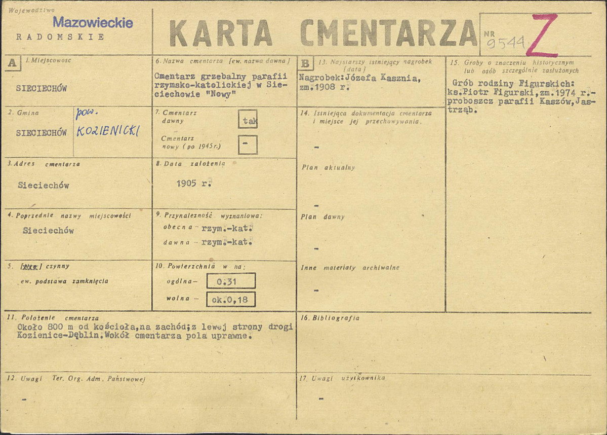 KC - Karta cmentarza, skan nr 1
