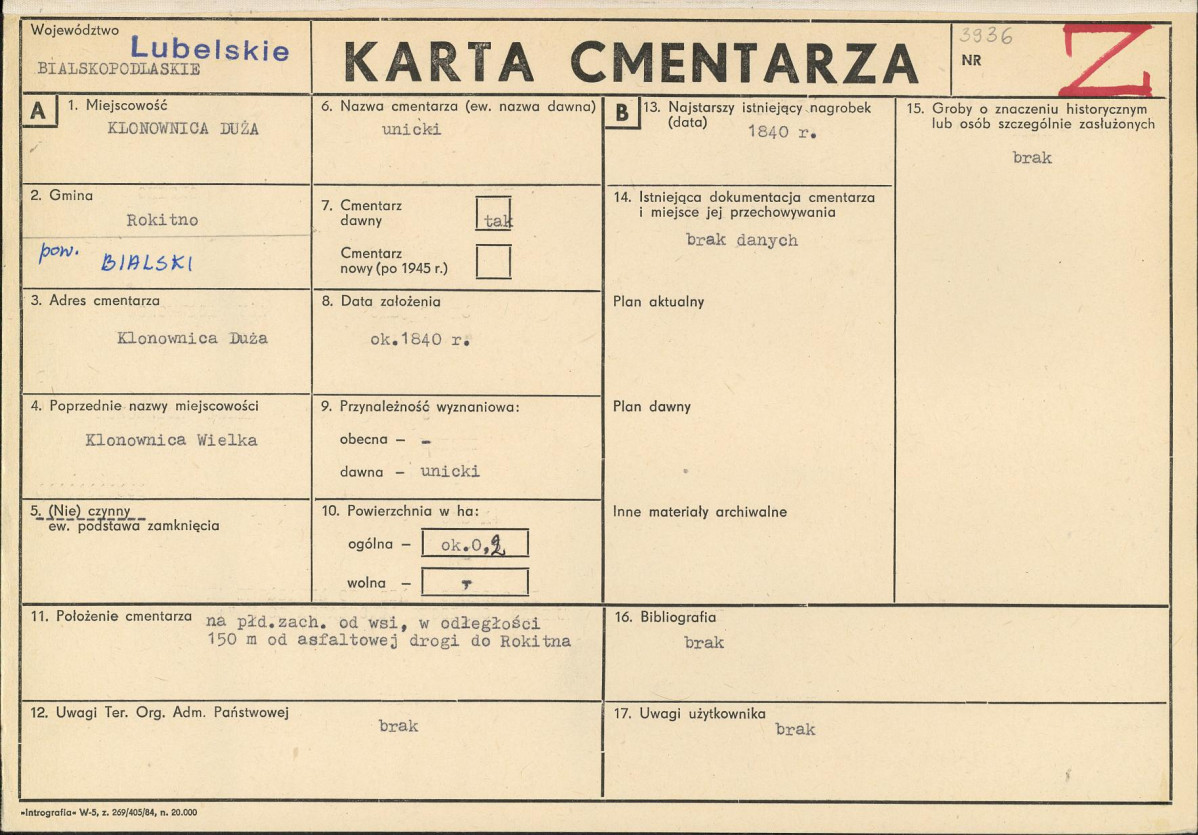 Karta cmentarza, skan nr 1