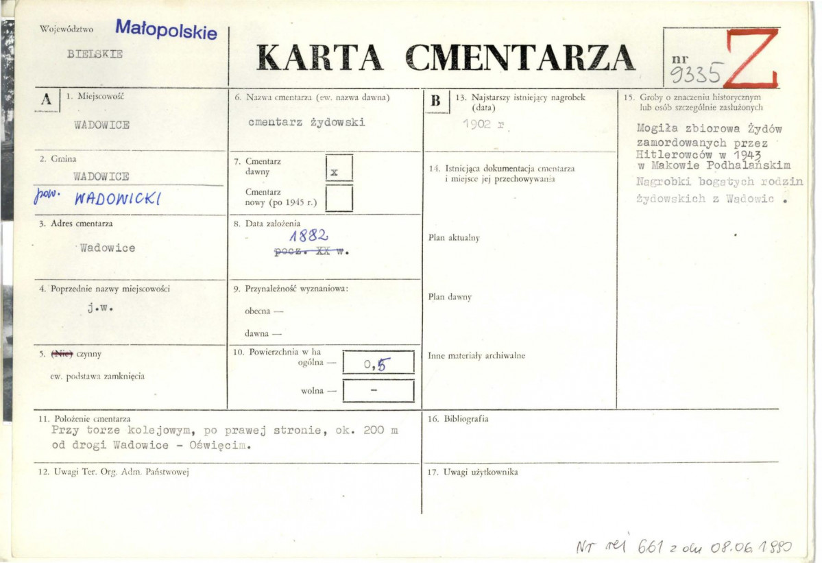Karta cmentarza, skan nr 1