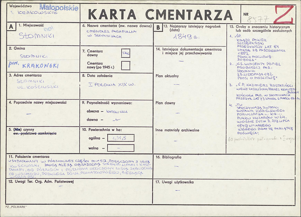 Karta cmentarza, skan nr 1