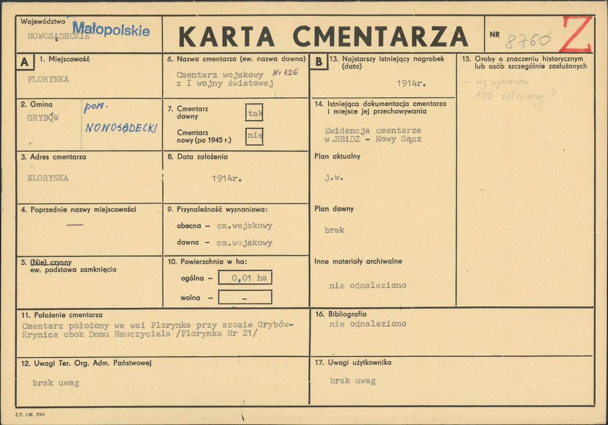 Karta cmentarza, skan nr 1