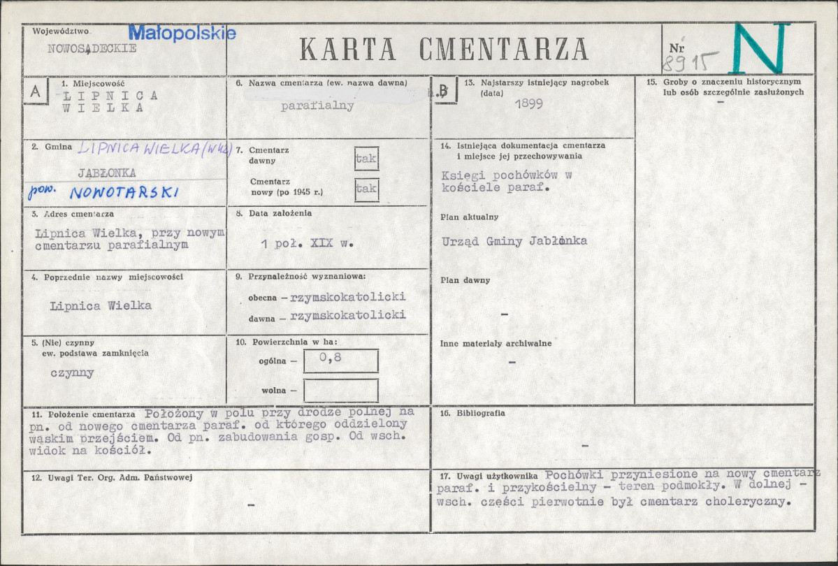 Karta cmentarza, skan nr 1