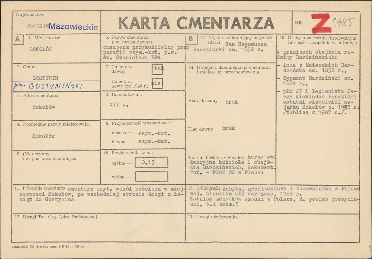 Karta cmentarza, skan nr 1