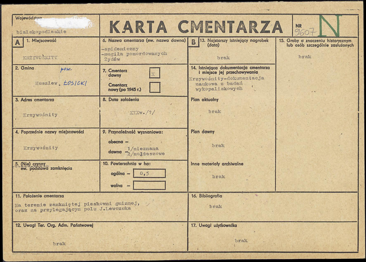 KC - Karta cmentarza, skan nr 1