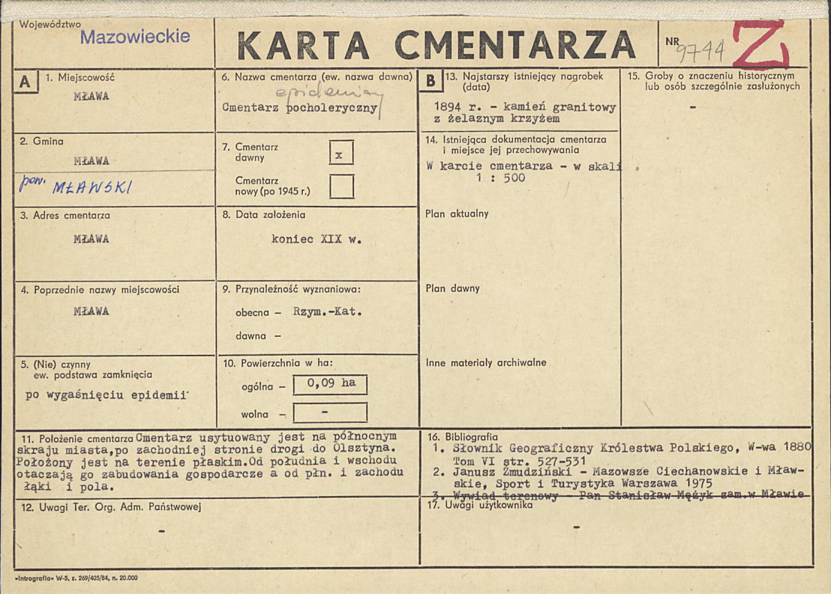 Karta cmentarza, skan nr 1