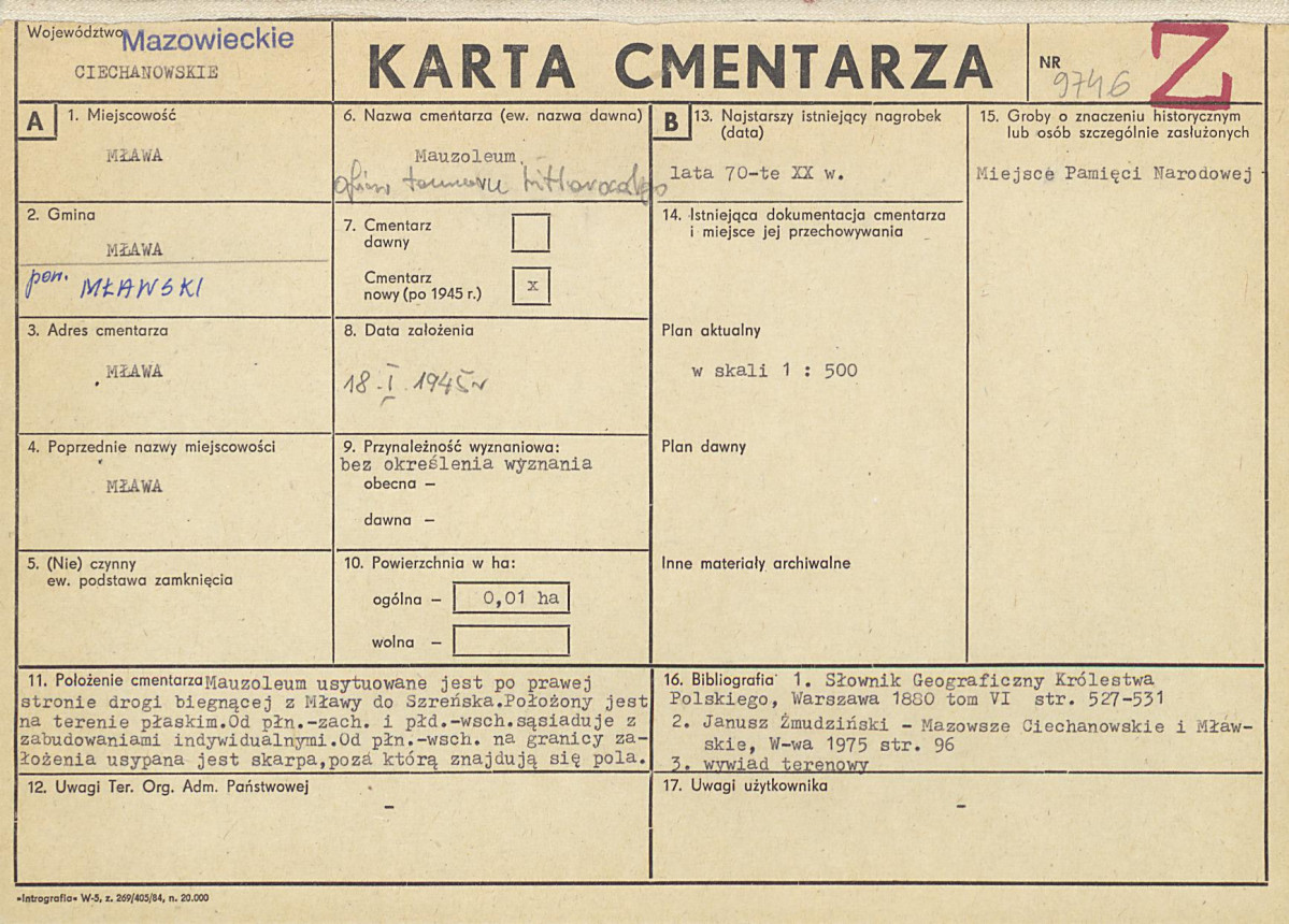 Karta cmentarza, skan nr 1