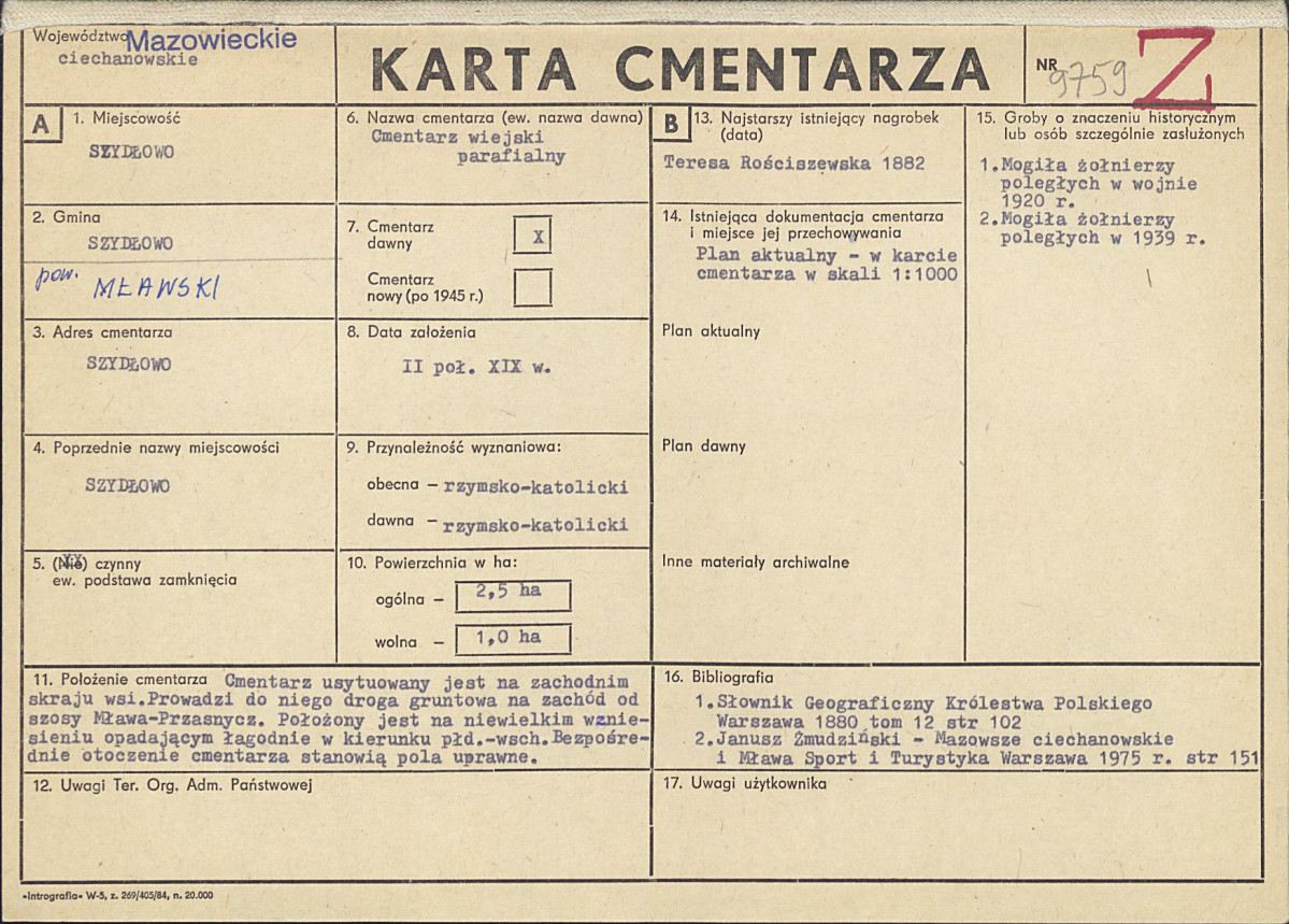 Karta cmentarza, skan nr 1