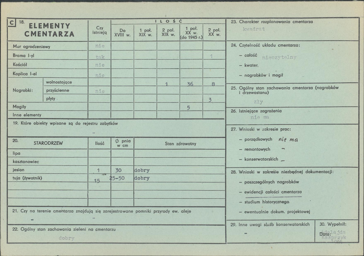 KC - Karta cmentarza, skan nr 2