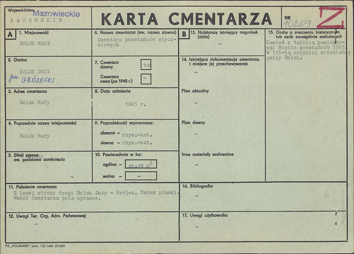 KC - Karta cmentarza, skan nr 1