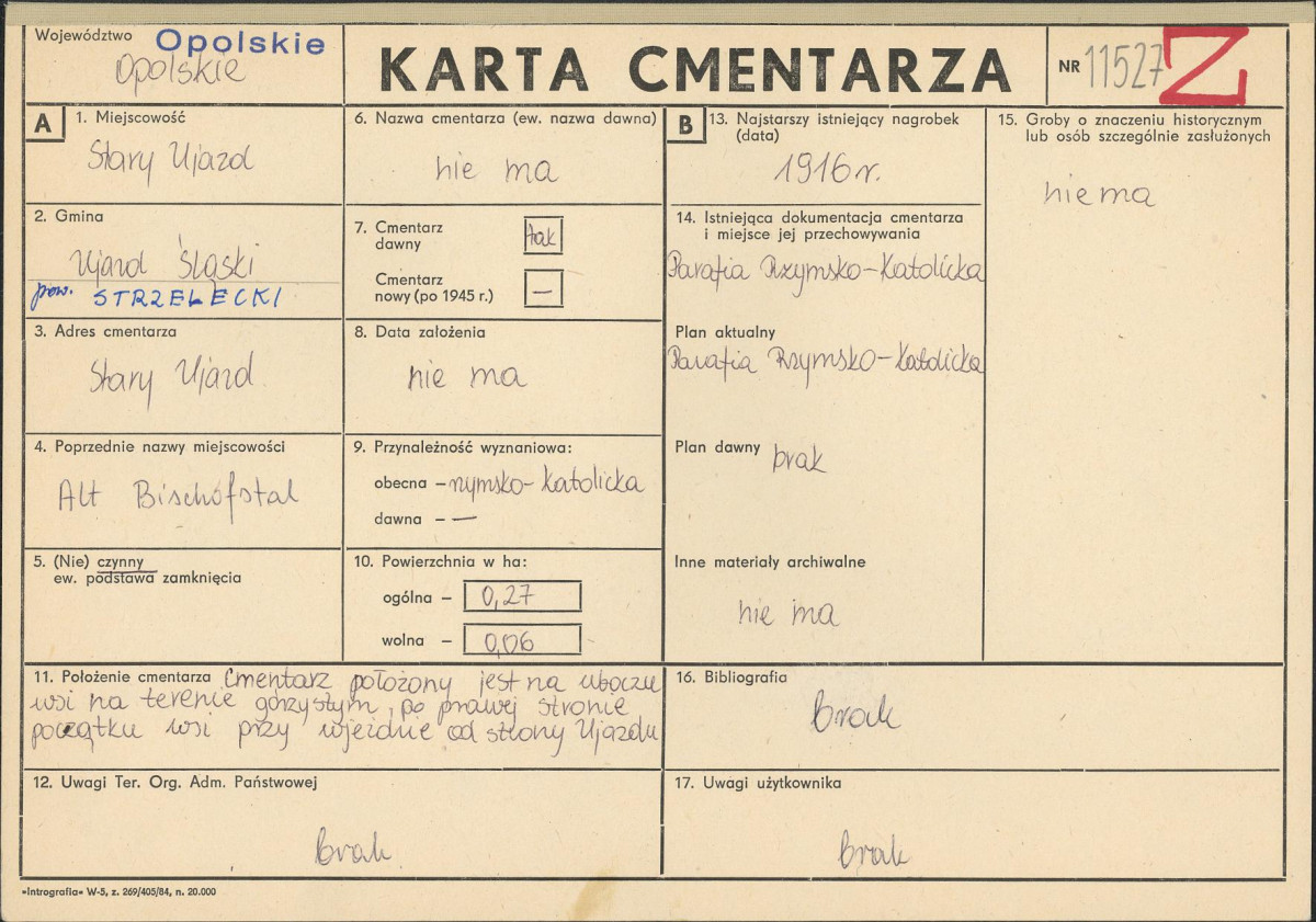 KC - Karta cmentarza, skan nr 1