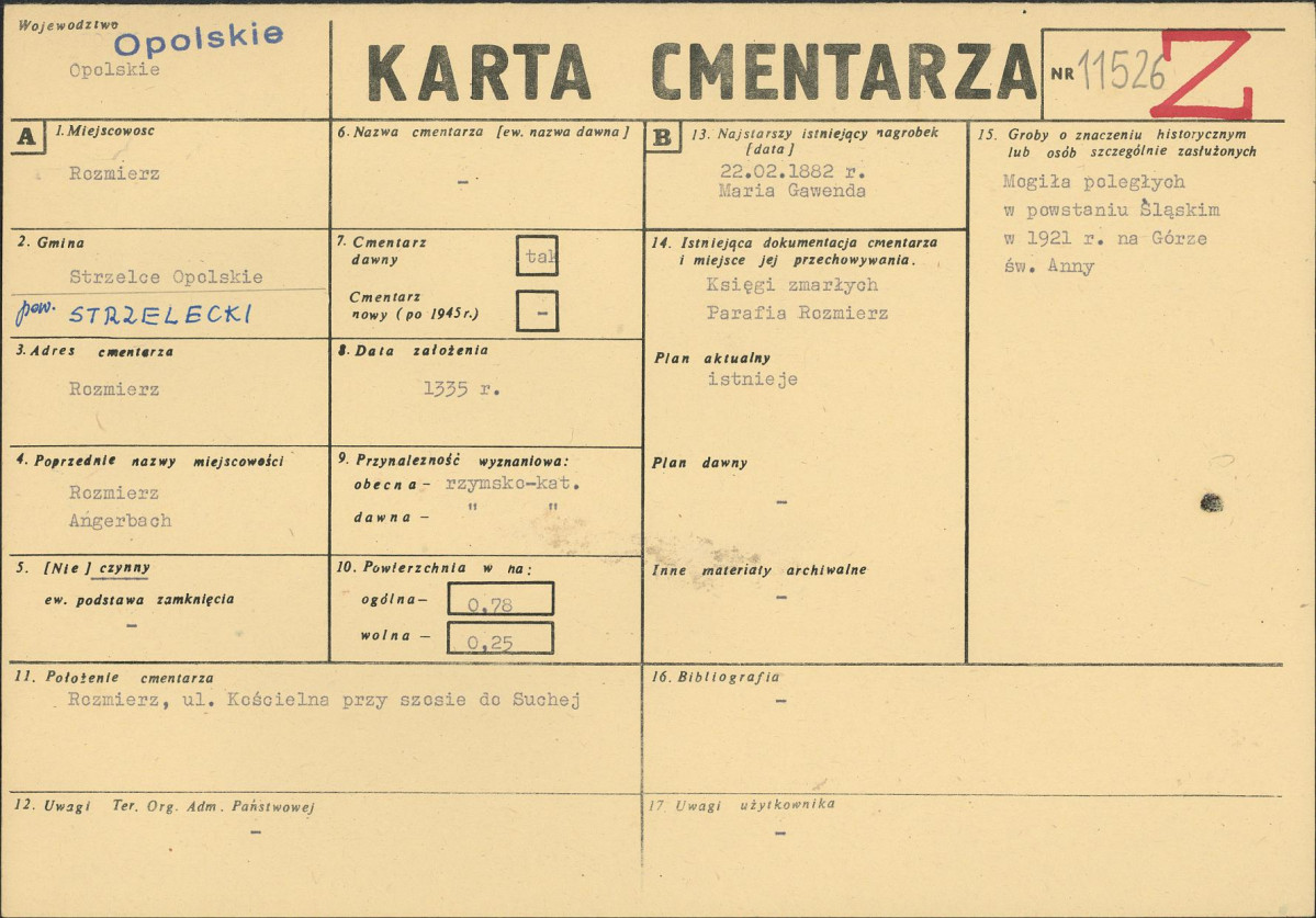 KC - Karta cmentarza, skan nr 1