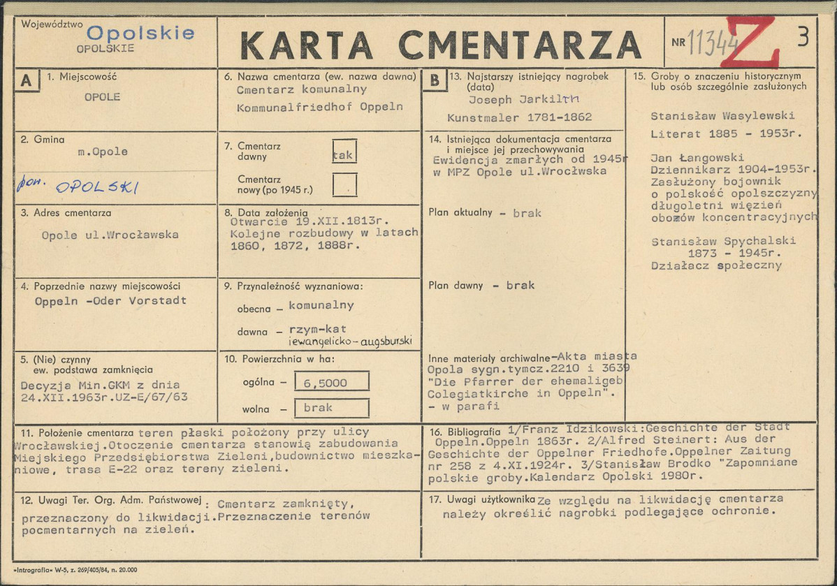 KC - Karta cmentarza, skan nr 1