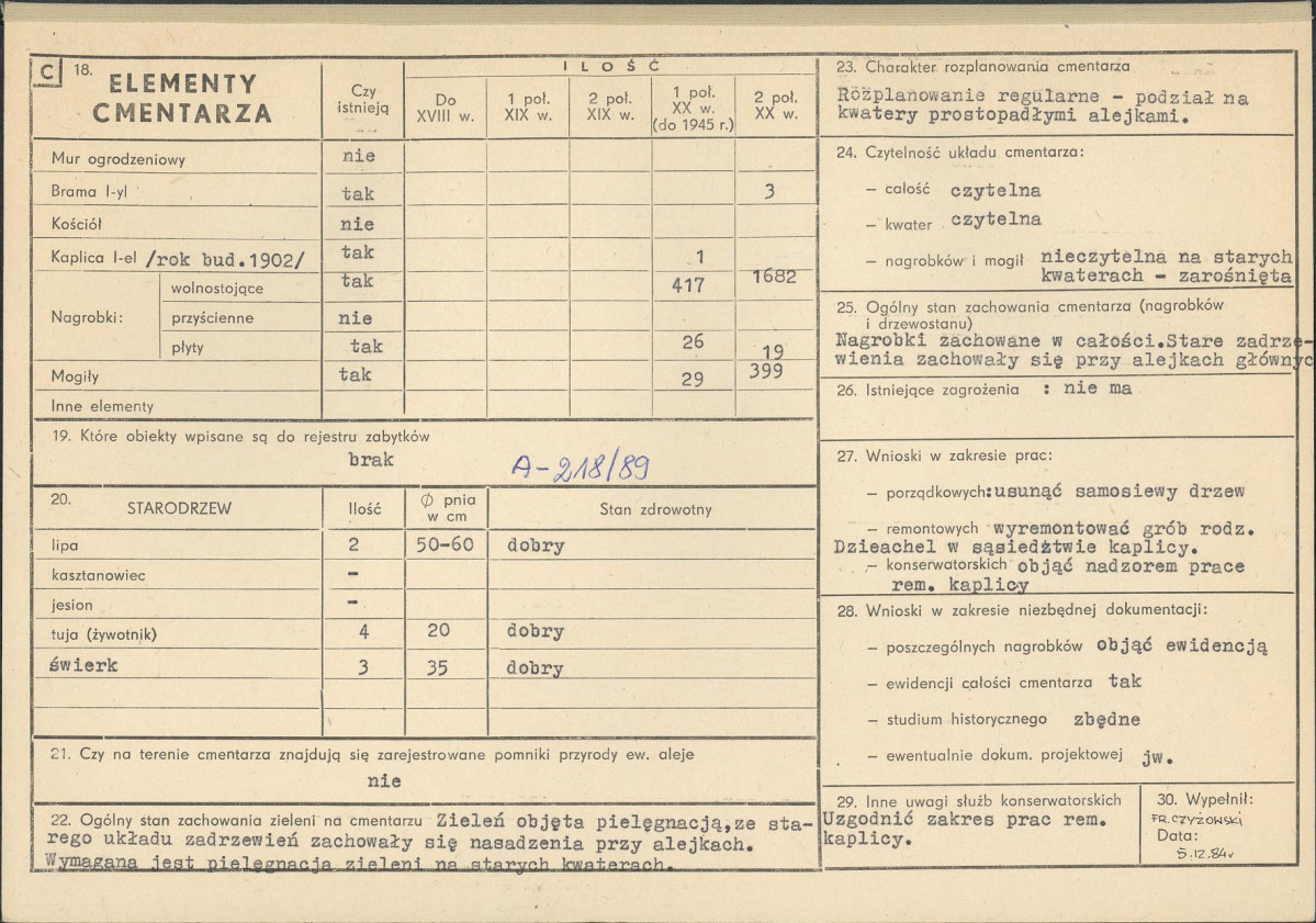 KC - Karta cmentarza, skan nr 2